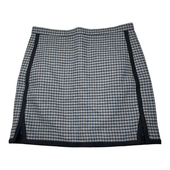 J.Crew Wool blend gray gingham print mini skirt 6 nwot - Picture 1 of 5